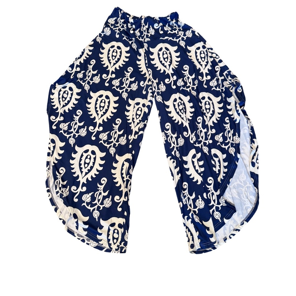 Navy and White Patterned Pants